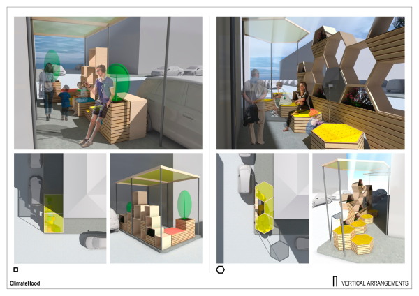 Rising Stars / Priotising the places and people that need it the most / 2. Preis: Das Projekt CoolCo's aus Budapest bildet urbane Inseln durch kleine Module aus Holz, Stahl oder Textil, die bepflanzbar sind und so für Kühlung und bessere Luftqualität sorgen.