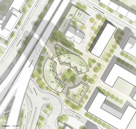 3. Preis: caspar. (Kln) und studio grngrau (Dsseldorf). Lageplan