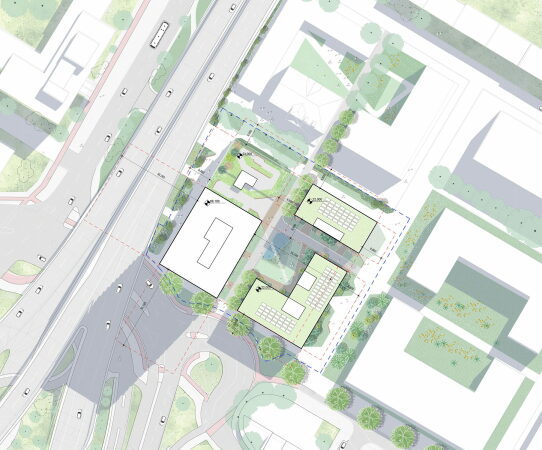 1. Preis: UNStudio (Amsterdam) und OKRA Landschapsarchitecten (Utrecht). Lageplan