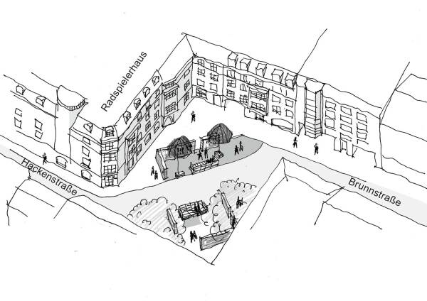 Satellit Hacken:Platz vom Lehrstuhl fr Landschaftsarchitektur und ffentlichen Raum von Regine Keller an der TU Mnchen