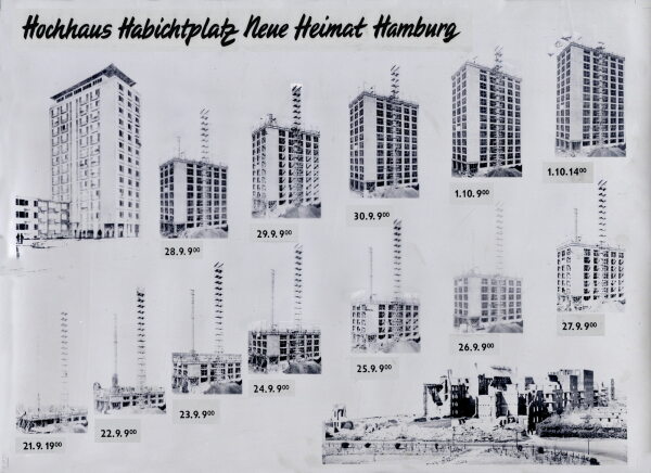 Hochhaus Habichtsplatz, Entwurfsbro der Neuen Heimat (Richard Knerlich), Baufirma: Gleitschnellbau GmbH, 1953/54