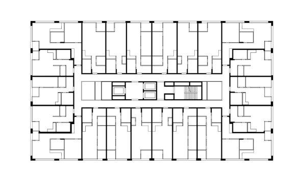 Grundriss 3.-16. OG M. 1:750