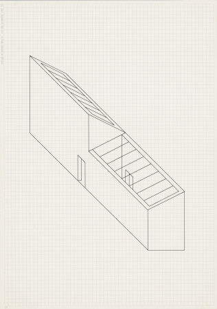 Erwin Heerich, ohne Titel [Hohe Galerie, Museum Insel Hombroich], o. D., Tusche und Bleistift auf kariertem Papier, 42 x 29,5 cm, Inv.-Nr. HA_P_2452