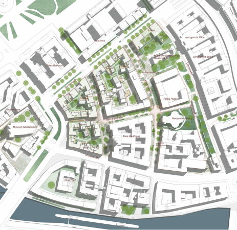 Ein 1. Preis des stdtebaulichen Wettbwerbs 2021: OS arkitekter (Kopenhagen) und cka czyborra klingbeil architekturwerkstatt (Berlin)