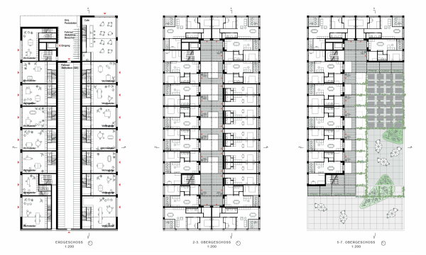 Ein 1. Preis: Kuehn Malvezzi, Berlin  Grundrisse Torhaus
