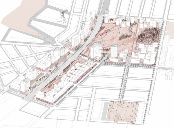 Das stdtebauliche Projekt Freie Mitte in Wien von StudioVlayStreeruwitz ist eines der wenigen Projekte auf der Triennale, das nicht in Skandinvaien liegt.