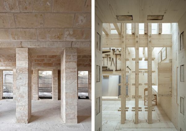 Projekte von Aulets Arquitectes, die sich mallorquinischen Holzes oder Sandsteins bedienen