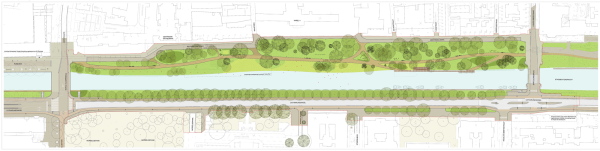 European Prize for Urban Public Space: OKRA landschapsarchitecten, Catharijnesingel Kanal in Utrecht. Lageplan