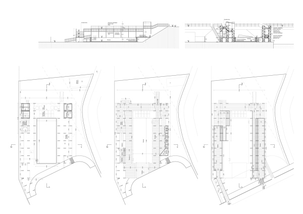 Anerkennung: FLOW von Decoratelier Jozef Wouters. Grundrisse, Ansicht und Schnitt