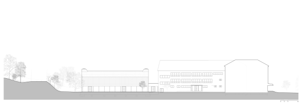 Ansicht West Grundschule und Sporthalle