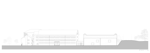 Ansicht Ost Grundschule und Sporthalle