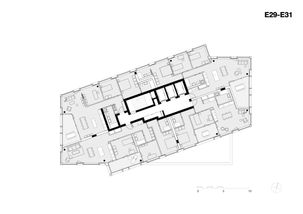 Grundriss Geschosse 29 bis 31