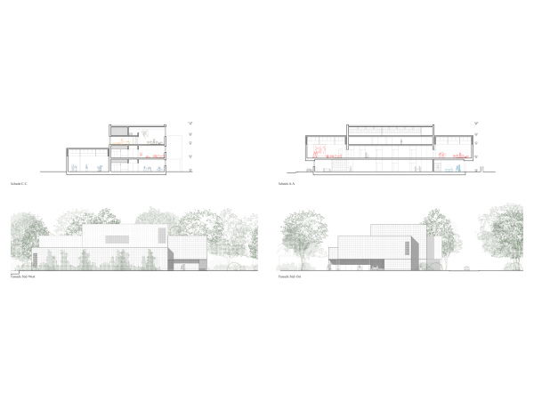 3. Preis: AWB Architekten (Dresden), Schnitte + Ansichten
