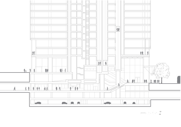 Schnitt Durchgangsebene und Stadtraum