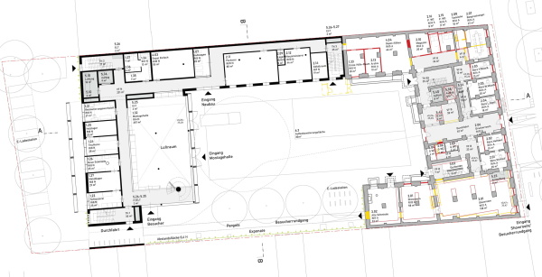 ein 3. Preis: Henchion + Reuter (Berlin). Grundriss Erdgeschoss