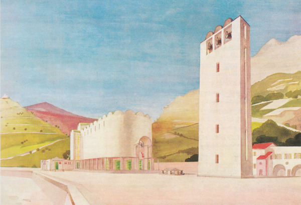 Giovanni Pellegrini: Entwurf fr eine Kirche in Giardini (ME), 6. Wettbewerb der Messina-Serie, 1932. 1. Preis