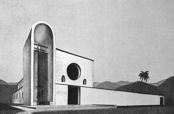 Anna Anastasi und C. Longo: Kirche mit Pfarrzentrum, Studentenwettbewerb der Messina-Serie, 1933