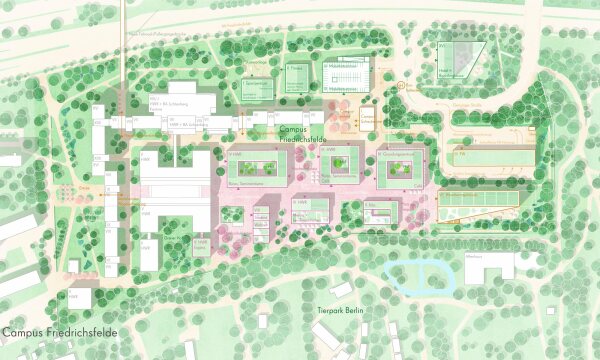 Entwurf fr Campus Friedrichsfelde in Berlin von Urbanophil.Koeln mit Kepler 32 und Sowatorini Landschaft