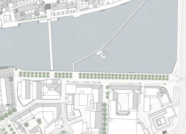 1. Preis: Ilg Santer Architekten (Zrich) u.a. mit koepflipartner landschaftsarchitekten (Luzern). Lageplan