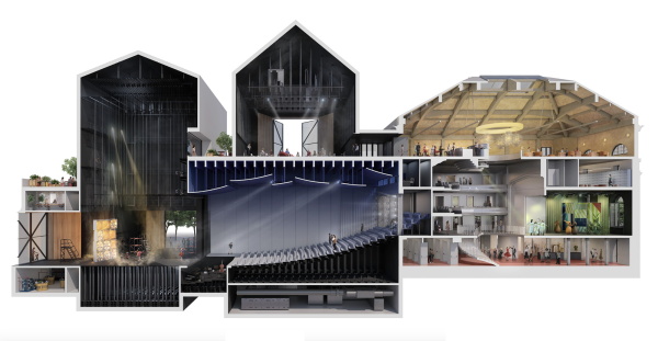 1. Preis: Ilg Santer Architekten (Zrich) u.a. mit koepflipartner landschaftsarchitekten (Luzern). Schnittperspektive