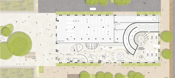 3. Preis Mobility Hub 7: KPW Papay Warncke Vagt Architekten (Hamburg). Grundriss Erdgeschoss