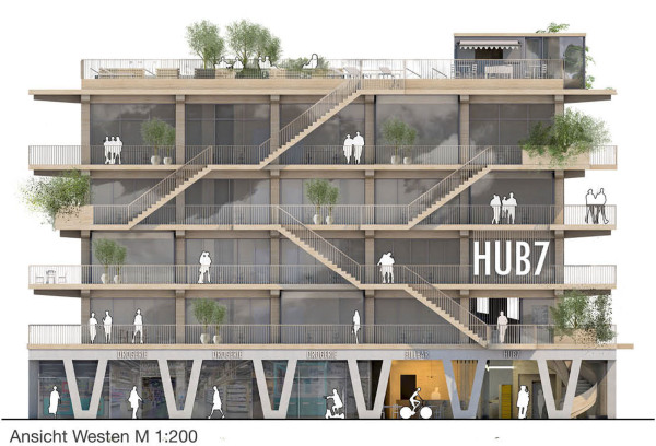 3. Preis Mobility Hub 7: KPW Papay Warncke Vagt Architekten (Hamburg). Ansicht West