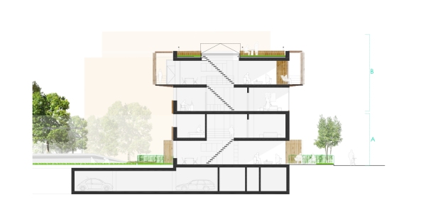 Schnitt Maisonette-Wohnungen Block Typ 2