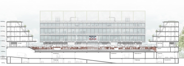 1. Preis: gmp � Architekten von Gerkan, Marg und Partner (Hamburg) mit WES LandschaftsArchitektur (Hamburg), Querschnitt Stadion