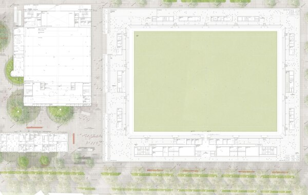 3. Preis: Architekten Venus (Hamburg) mit :mlzd (Berlin) und Greenbox Landschaftsarchitekten (Kln), Grundriss Stadion