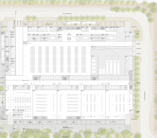 2. Preis: agn Leusmann (Hamburg) mit RMP Stephan Lenzen Landschaftsarchitekten (Bonn), Grundriss Erdgeschoss Stadion