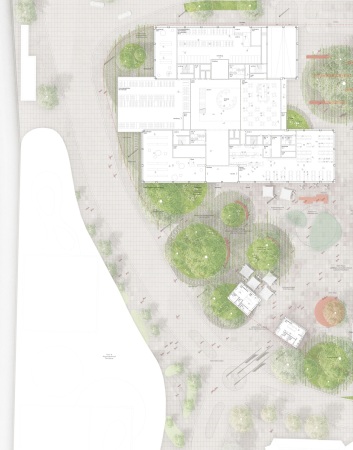 3. Preis: Architekten Venus (Hamburg) mit :mlzd (Berlin) und Greenbox Landschaftsarchitekten (Kln), Grundriss Erdgeschoss Brobau