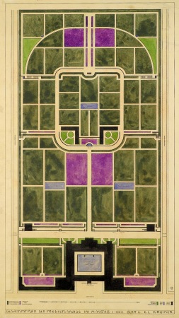 Ernst Ludwig Kirchner, Diplomarbeit, Entwurf einer Friedhofsanlage, Gesamtplan, 1905