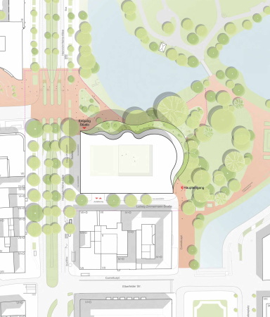 Entwurf fr den Standort Heinrich-Heine-Allee von Henning Larsen Architects mit Meyer Architekten (Dsseldorf)