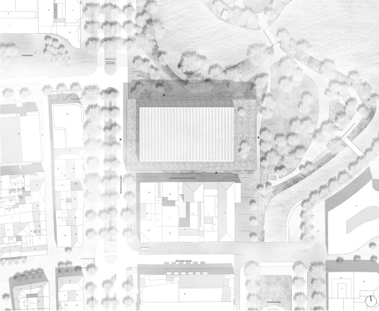 Entwurf f�r den Standort Heinrich-Heine-Allee von HPP Architekten (D�sseldorf) mit Rehwaldt Landschaftsarchitekten (Dresden)