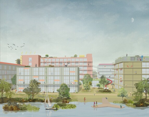 Siegerentwurf von NL Architects (Amsterdam) zu Wohnen am Fluss in Untertrkheim