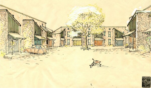 Dnche I (Wohnbebauung im Rahmen der documenta urbana) in Kassel, 1982