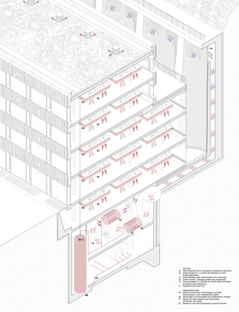 Axonometrie; schematische Darstellung der winterlichen Konditionierung