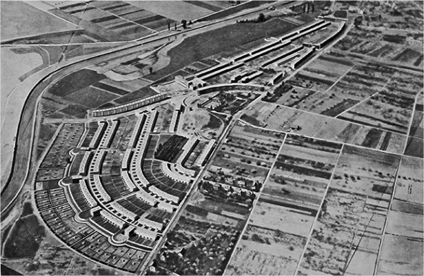 Historisches Luftbild der Siedlung Frankfurt-Rmerstadt, ca. 1930