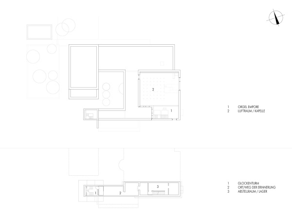 Grundriss des Untergeschosses und der Orgelempore