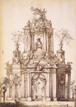 Carlo Marchionni (17021786): Entwurf fr einen Festapparat bei San Carlo alle Quattro Fontane in Romum, 1738