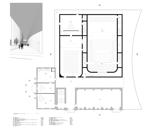 2. Preis: Cataraga Architects Grundriss 1. Obergeschoss und Visualisierung Detail