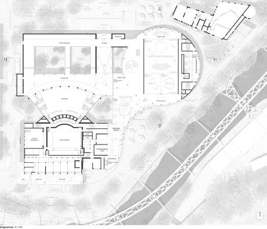 3. Preis: Auer Weber (M�nchen) mit mk.landschaft (M�nchen): Erdgeschoss