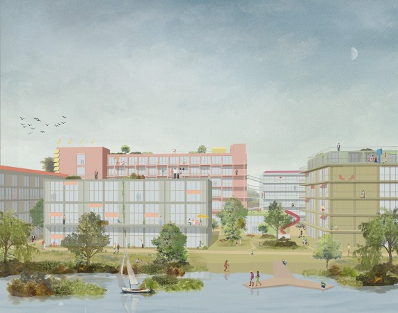 Entwurf zu Wohnen am Fluss in Untertrkheim von NL Architects