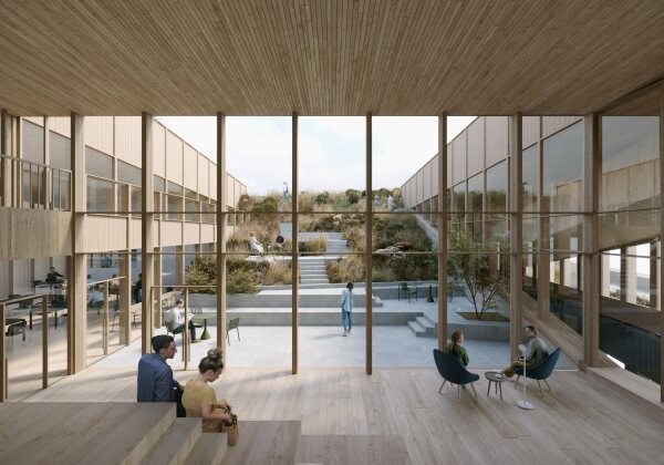 Der begrnte Patio ist den Angestellten der Reederei vorbehalten.