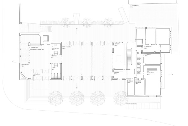 3. Preis: Arge Klumpp + Klumpp Architekten/ Von M Architekten (beide Stuttgart); Grundriss Erdgeschoss