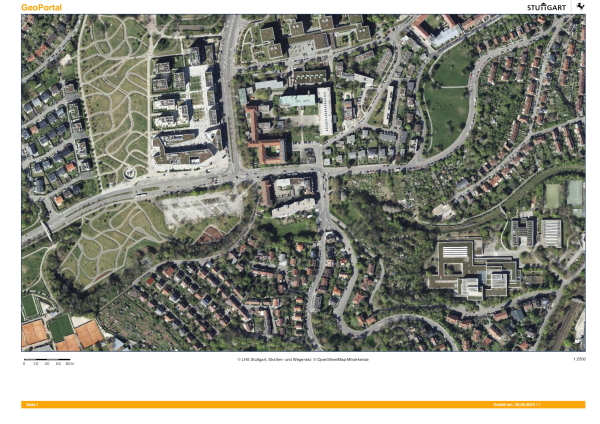 Luftbild: Die Brenzkirche liegt genau in der Mitte des Bildes.