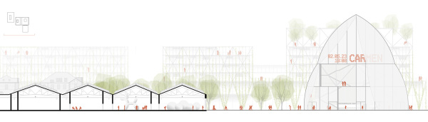 Eine Anerkennung: querkraft architekten; Ansicht Wagenhallenplatz