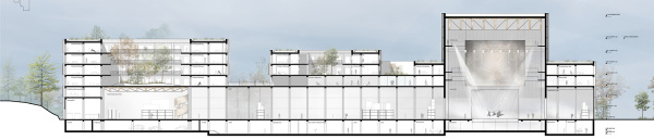 4. Preis: Gina Barcelona International Architects Group mit DGI Bauwerk Gesellschaft von Architekten; L�ngsschnitt