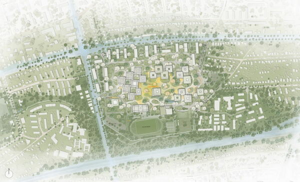 1. Preis: h4a mit Glück Landschaftsarchitektur und Wick+Partner Architekten Stadtplaner (alle Stuttgart). Lageplan