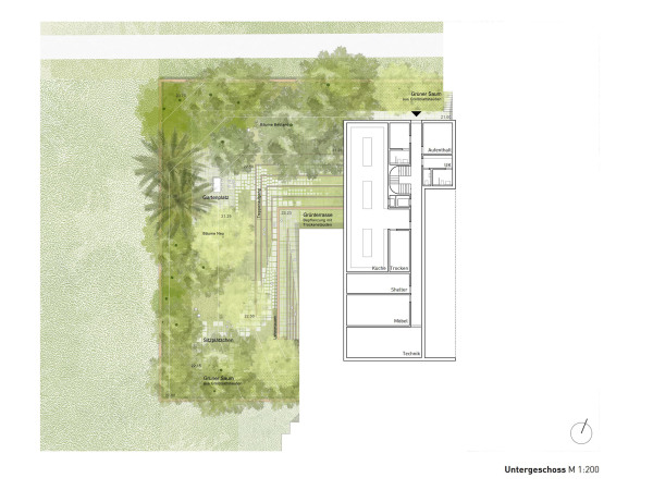 3. Preis: Sacker Architekten und freisign Landschaftsarchitektur, Grundriss Untergeschoss